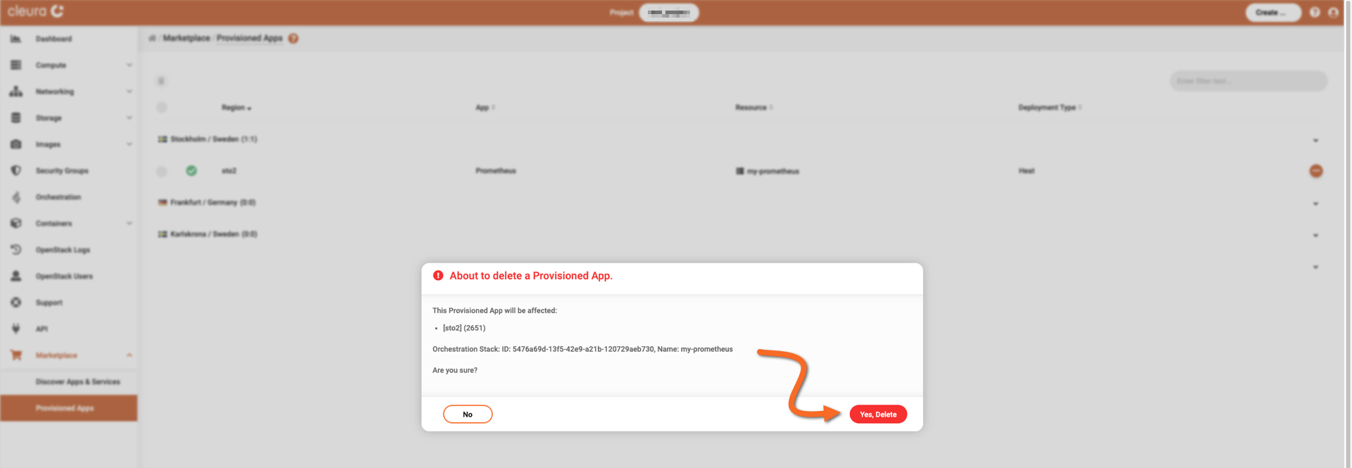 Make sure you are about to delete Prometheus