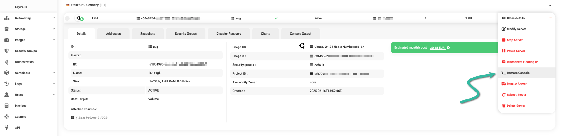 Launch remote console
